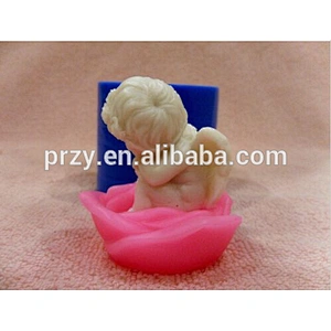 Angel sitting on a flower silicone mold for soap and candles making mould