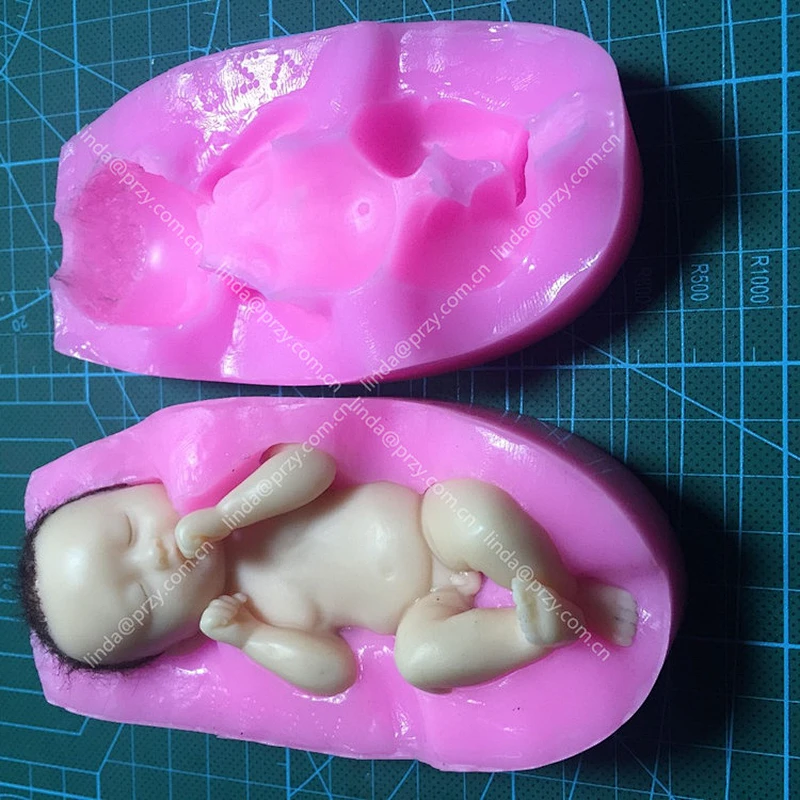 Lovely 3D Baby mold Soap fondant cake  mould Sleeping baby Candle silicone molds
