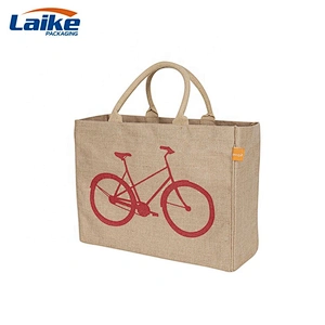 Custom Ladies Fashionable Jute tote bag reusable shopping grocery bag