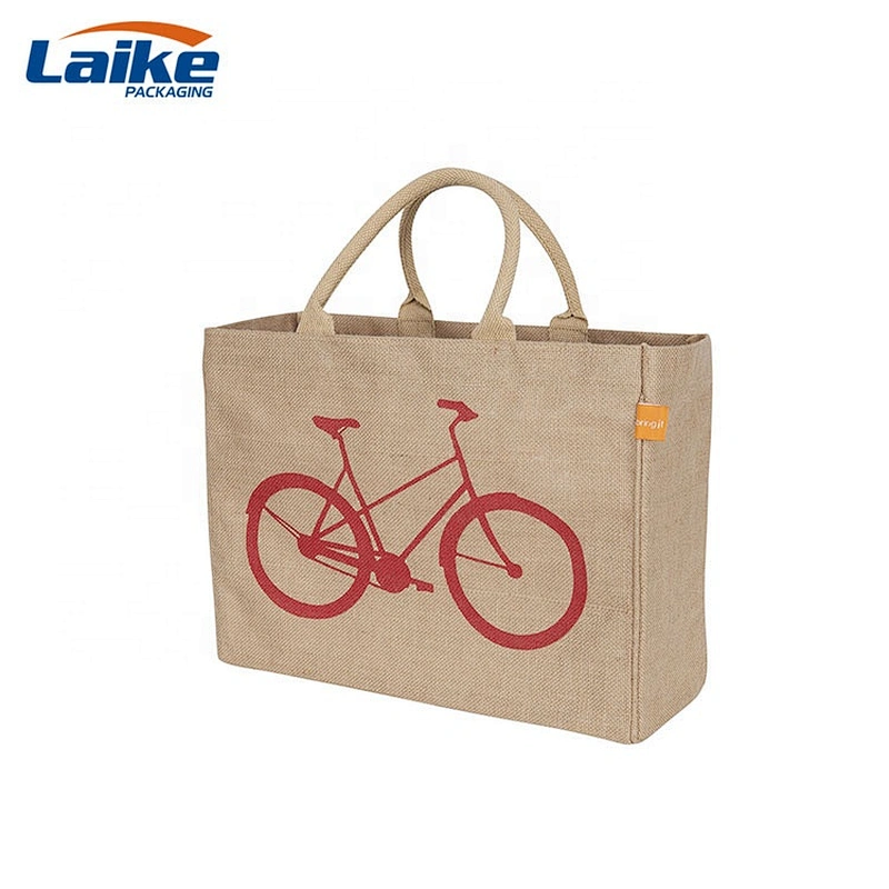 Custom Ladies Fashionable Jute tote bag reusable shopping grocery bag