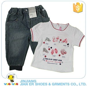 Most popular cotton soft toddler baby girl round collar shirt summer clothes set