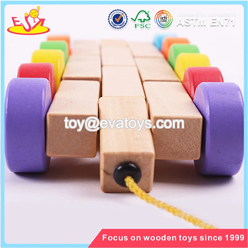 Wholesale colorful interesting wooden push cart toy for kids W03B027A