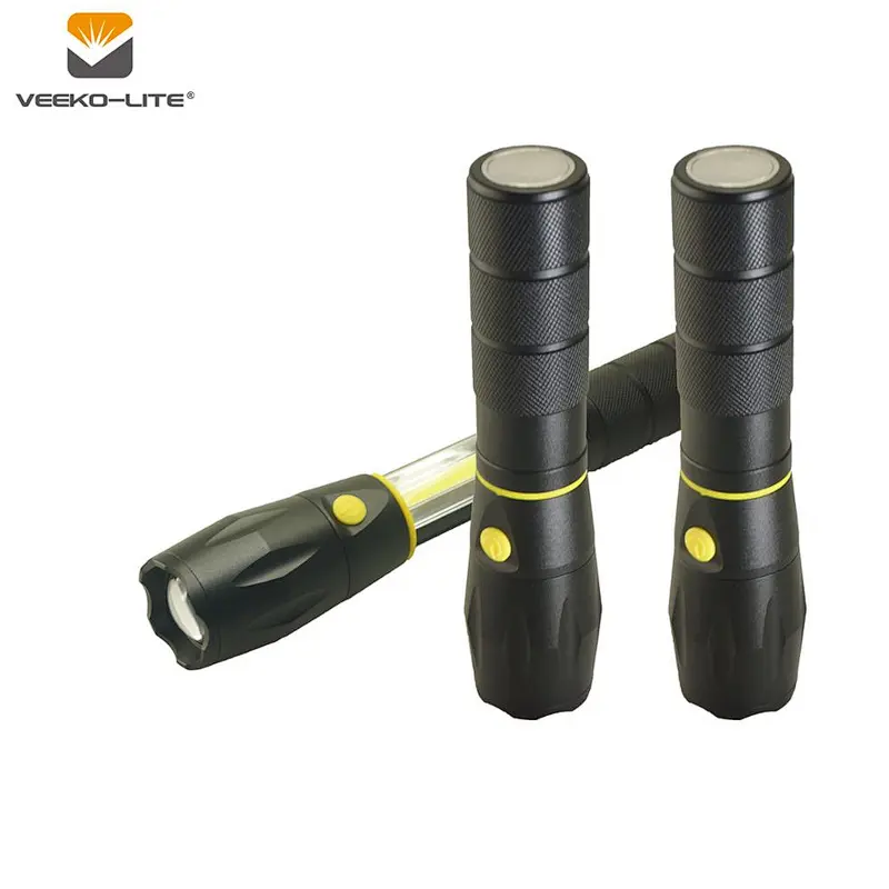 2018 New COB electric touch LED aluminium flashlight strong lightCOB working light