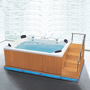 2018 Outdoor Whirlpool Massage Bathtub Spa Wooden Bathtub With Seat