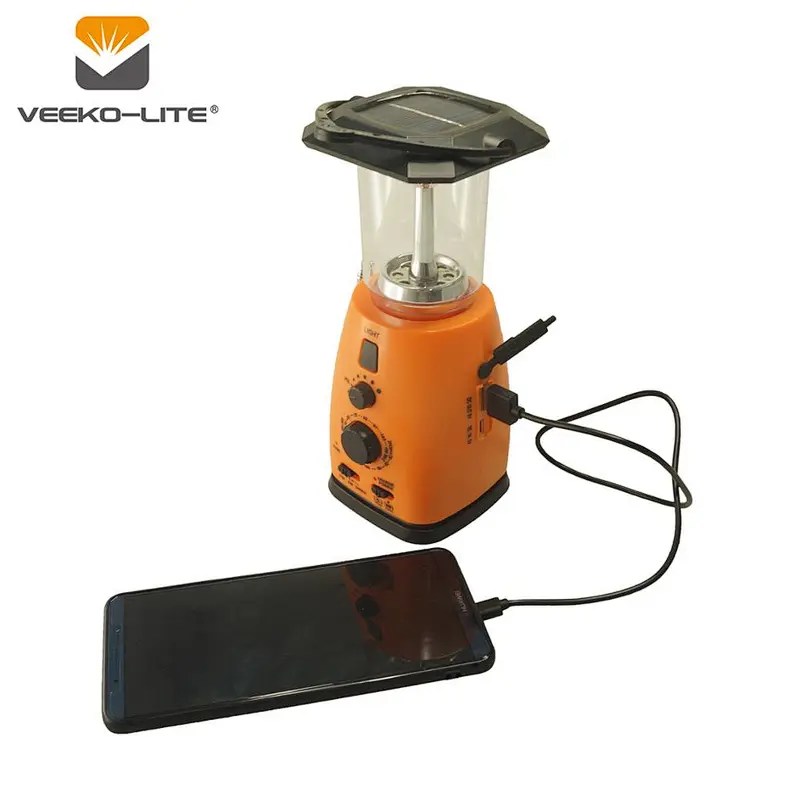 2 LIGHTING MODELS USB RECHARGEABLE RADIO ANTENNA PLASTIC CAMPING LANTERN/SOLAR PANEL 80 LUMENS