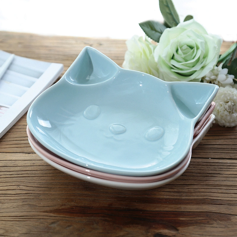 Creative children ceramic dining plate cat shape dish baby cartoon dish