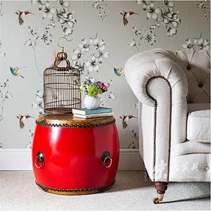 Chinese antique style solid wood drum stool/vintage wooden drum stool/wooden round drum stool