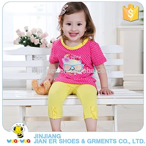 Summer short sleeve cotton breathable girls clothes set