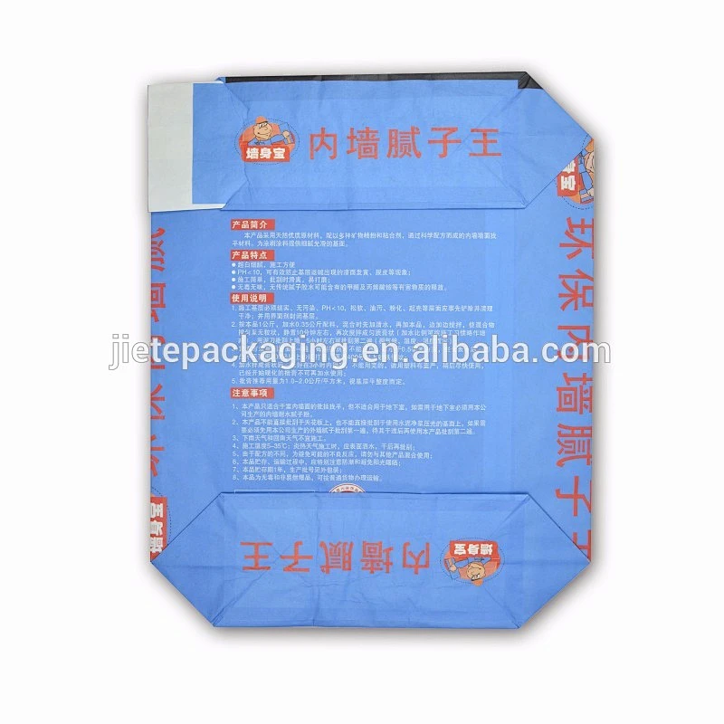 25kg printed interior building putty powder kraft paper bag with valve port