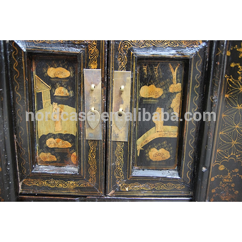 bedroom old cabinet chinese antique small cabinet red&black