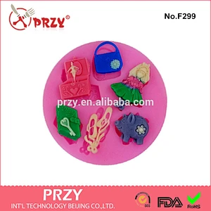 2014 new cake decorating girl and bag silicone fondant mold