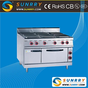 Heavy duty floor type electric oven with hot plate heating elements