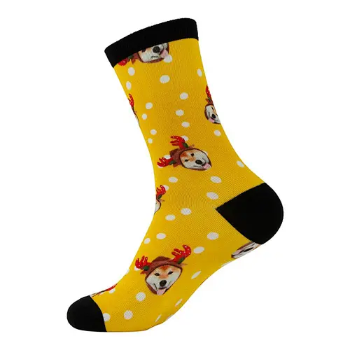 Custom 3D Funny Cute Santa Men Knitted Christmas Socks Women
