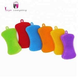Antibacterial 3 Pack Silicone Dish Washing Scrubber For Kitchen Wash