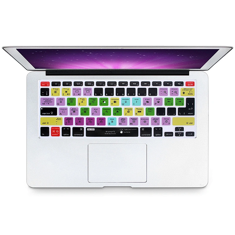 Amazon Hot Sale laptop keyboard cover For Mac OSX Keyboard Covers Shortcuts Silicone Keyboard Film Protection for macbook pro 13