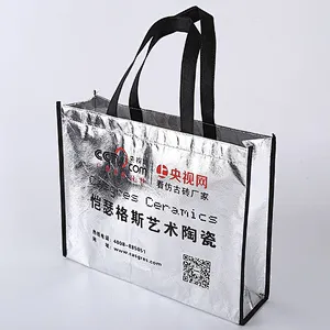 Custom wholesale silver carry shopping bag non-woven