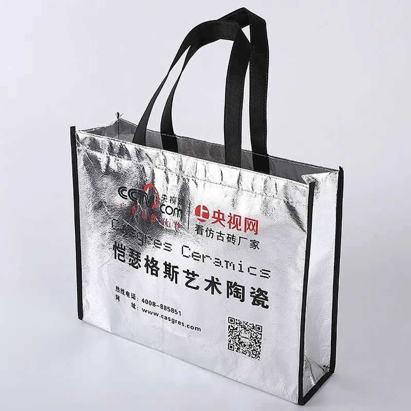 Custom wholesale silver carry shopping bag non-woven