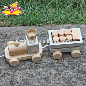 2018 wholesale baby wooden pull along toys best design kids wooden pull along toys top fashion children pull along toys W05C074