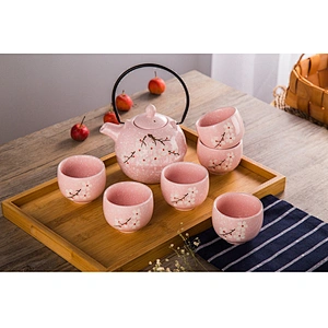 Handmade Ceramic Tea Set Popular Home Used Porcelain Tea Pot Cup Set Customized Logo Door Gifts
