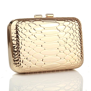 Finest hard shell clutch gold color metal clutch bag
