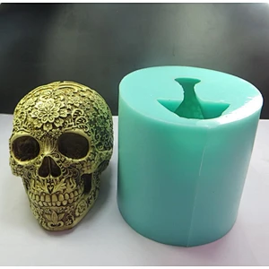 QT0006 Silicone Mold eyebrows with flowers skull Silicone Soap Mold 3d Handmade Candle Mold Food Grade Silicone mould