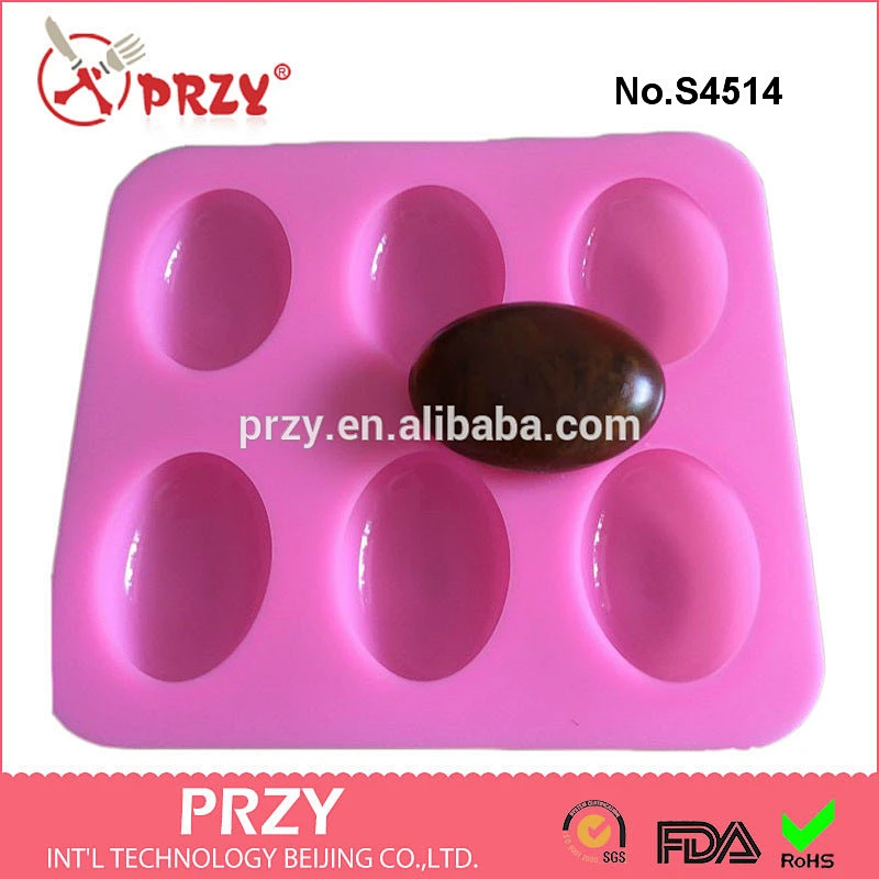 S4514 oval-shaped silicone soap mold handmade soap mold 6 hole silicone mold for soap
