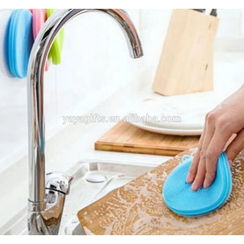 Round Oval square shaped l Silicone Sponge Cleaning brush Cleaning Sponge for kitchen