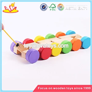 Wholesale colorful interesting wooden push cart toy for kids W03B027A