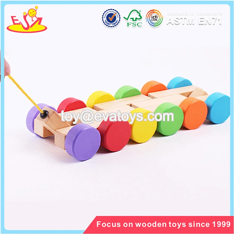 Wholesale colorful interesting wooden push cart toy for kids W03B027A