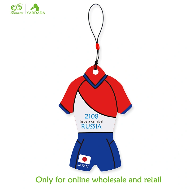 Japanese football novelty T-shirt shape Cup 2018, hanging air freshener, new design product in stock