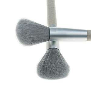 New Arrival Gray Ferrule Recyclable Straw Handle 8pcs Makeup Brush Set With Private Label