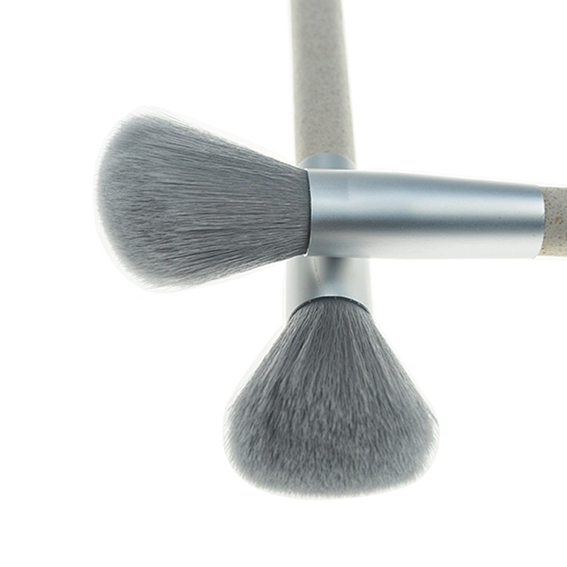 New Arrival Gray Ferrule Recyclable Straw Handle 8pcs Makeup Brush Set With Private Label