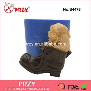 S4478 Puppy in a boot dog 3d silicone molds handmade silicone candle mold