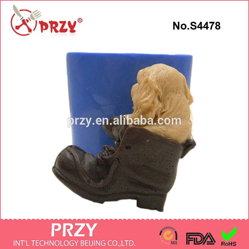 S4478 Puppy in a boot dog 3d silicone molds handmade silicone candle mold