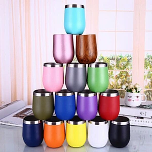 12 oz Stainless Steel Vacuum Cup Egg Shape Water Beer Juice Mug Customized Logo Double Wall Cup