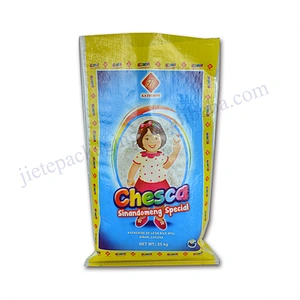 100% polypropylene plastic rice bag 25kg pp woven fabric feed wheat packaging sack