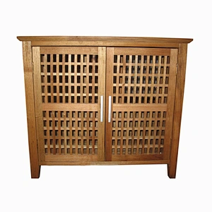 Nordic solid walnut wood waterproof under sink bathroom cabinet with two doors