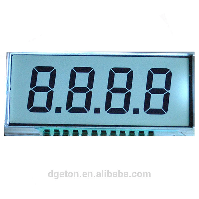 4 digit 7 segment LCD glass panel metal pin connection