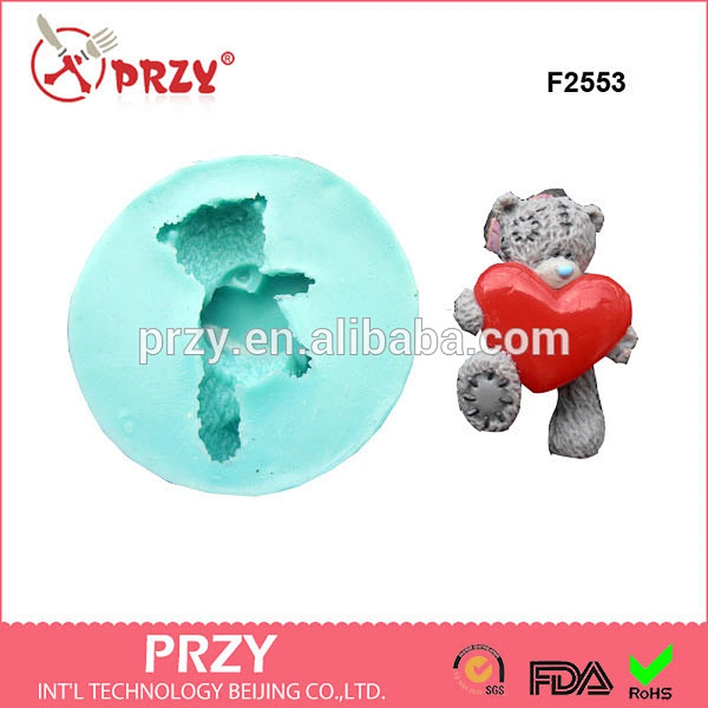 F2553 Kitchen bakeware bear with heart Silicone Chocolate, Candy, Baking and Craft Mold, Non-Stick Heat-Resistant silicone mold