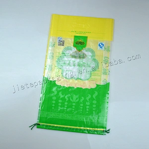 PP woven plastic rice packing bag with transparent windows and carry handle
