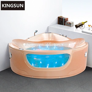 Colorful Inflatable Whirlpool Corner Big Nozzles Massage 2 Person Pink Bathtub
