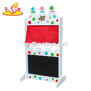 2018 New arrival 2 in 1 wooden puppet stage & shop stall toy for children W10A078