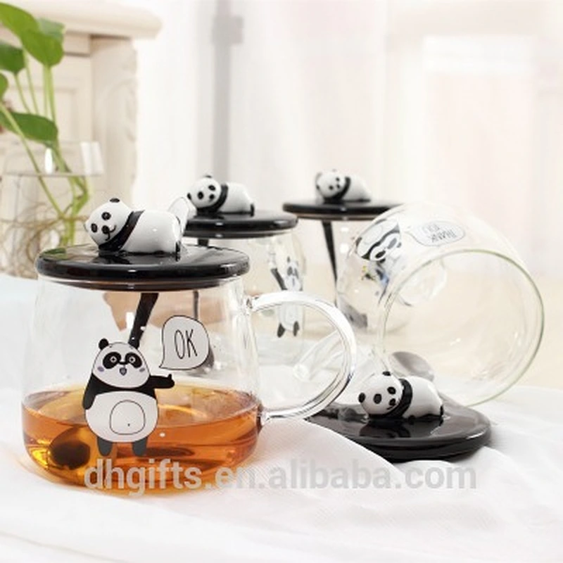 borosilicate glass coffee tea cup heat-resistant Cute panda glass