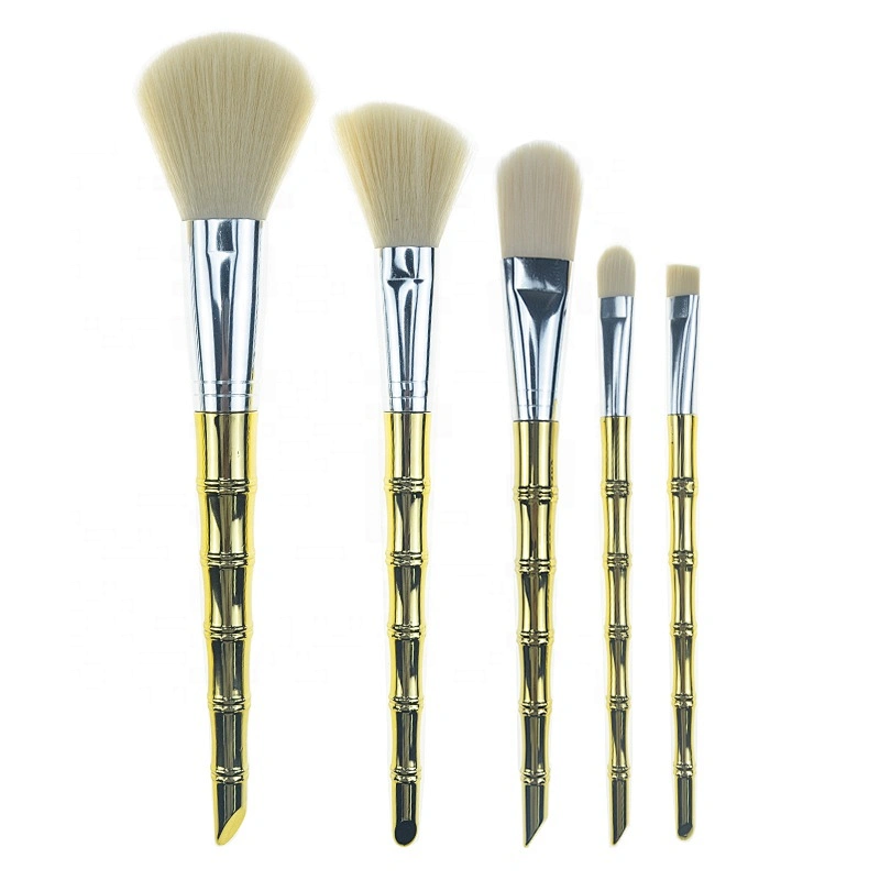 Hot Sale Gold Bamboo Handle Cosmetic Brush kit 5pcs Makeup Brush Set Custom Logo