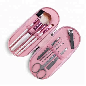 4pcs makeup brushes private label beauty cosmetics with 6pcs manicure set portable makeup artist brush set