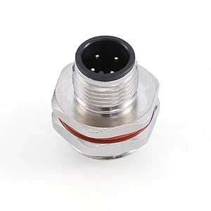 A code male rear panel mount waterproof 4pin M12 sensor connector