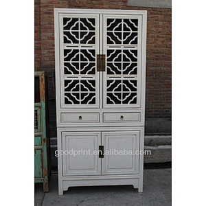 Distressed Solid Wood Wardrobe Antique Wooden Cabinet Closet