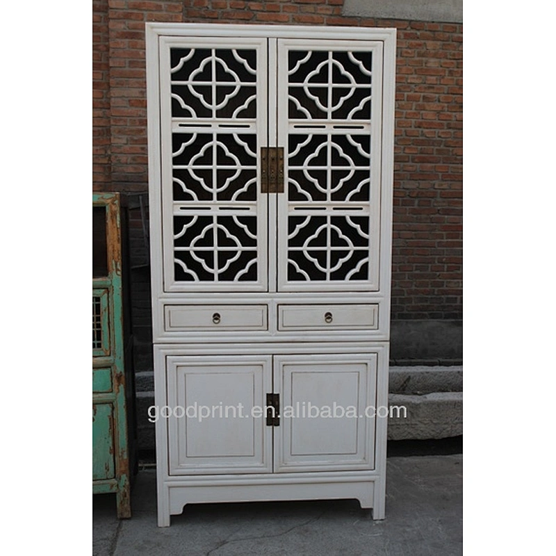 Distressed Solid Wood Wardrobe Antique Wooden Cabinet Closet