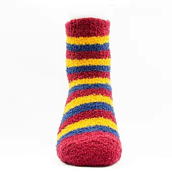 100% polyester colorful stripes women fluffy socks warm winter coral fleece socks
