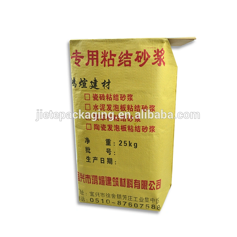 Wholesale china factory high quality kraft paper valve flat bottom bag for packing 50kg 25kg cement, mortar